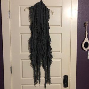 Gray Fringe Scarf